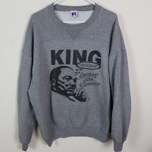 VTG Martin Luther King Jr Sweatshirt Mens XXL Russell Athletic Gray 90s USA Made